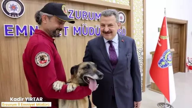 Erzurum Emniyet Müdürlüğü'nden Narkotik Köpeği Eris ve Eğiticisinin Emeklilik Haberi