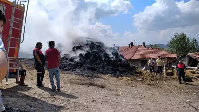 Çerkeş'te saman balyalarının bulunduğu yerde çıkan yangın kontrol altına alındı