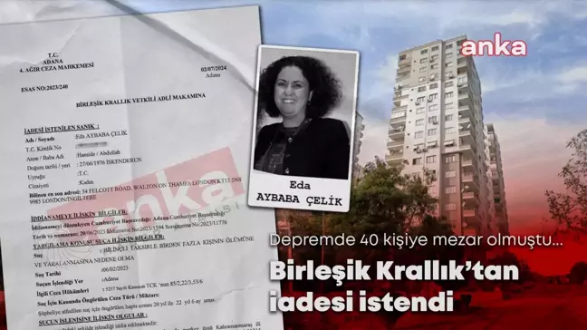 Depremde yıkılan apartmanın müteahhidi Türkiye'ye iade edilmek için başvuruldu