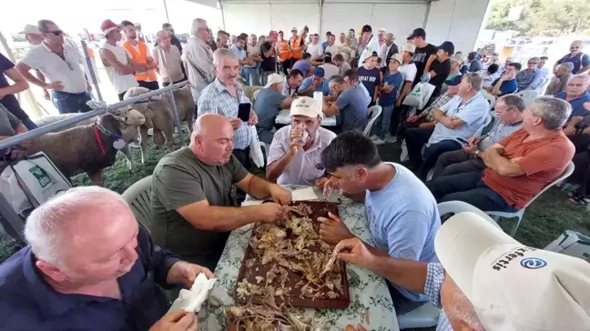 Tekirdağ'da düzenlenen oğlak yeme yarışması renkli görüntülere sahne oldu