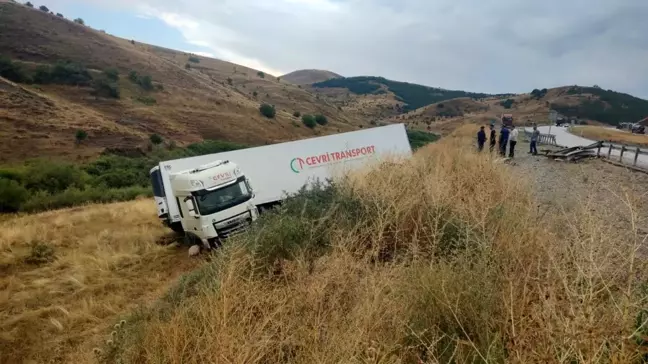 Erzurum'da tır şarampole uçtu