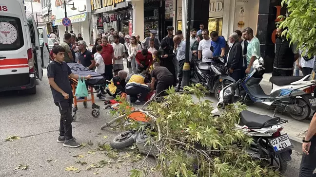 Rüzgarın Kırdığı Ağaç Dalı Elektrikli Motosikletin Üzerine Düştü, Sürücü Yaralandı