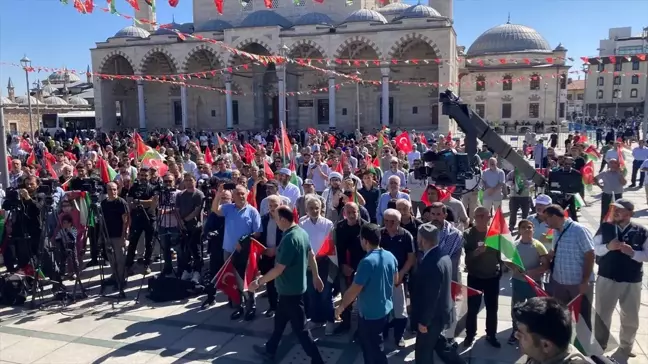 Konya'da İsrail'in Filistin ve Lübnan'a yönelik saldırıları protesto edildi