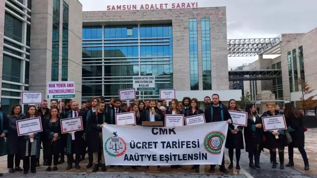 Samsun'da Avukatlar CMK Ücretlerini Yükseltmek İçin Basın Açıklaması Yaptı