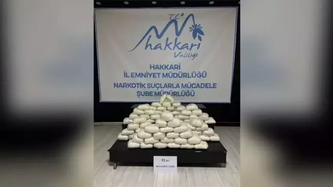 Hakkari'de 92 Kilogram Metamfetamin Ele Geçirildi