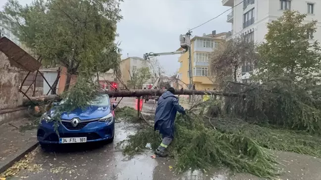 Kartal'da Fırtına, Park Halindeki Aracı Hasara Uğrattı