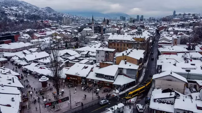 Saraybosna'da Yoğun Kar Yağışı Sonrası Dronla Havadan Görüntüler