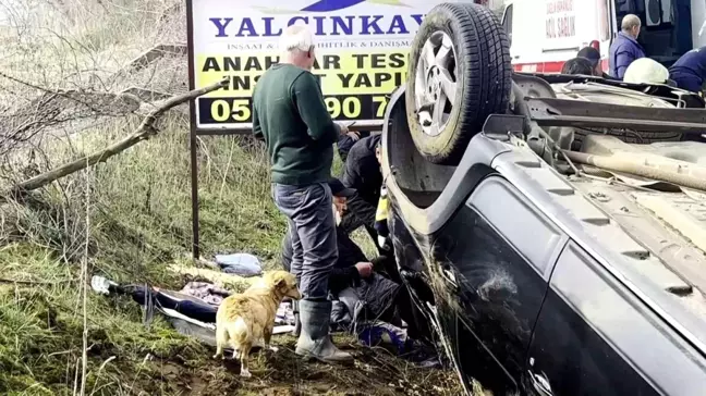 Sakarya'da Takla Atan Otomobilin Sürücüsü Yaralandı