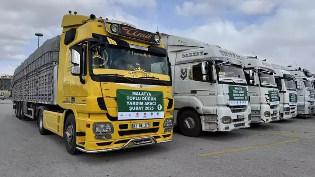 Malatya'daki İhtiyaç Sahibi Nişanlı Çiftlere Yardım Tırları Gönderildi