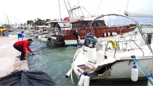 Limanda Demirli Tekne, Fırtınada Beton Rıhtıma Çarptı