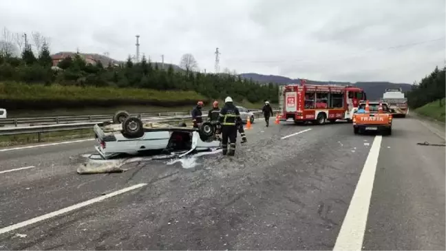 TIR'a çarpan otomobil takla attı: 2 yaralı
