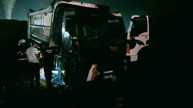 Kastamonu'da talaş yüklü kamyon alevlere teslim oldu