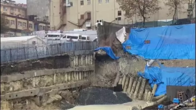 Bağcılar'da inşaatın istinat duvarı çöktü-1