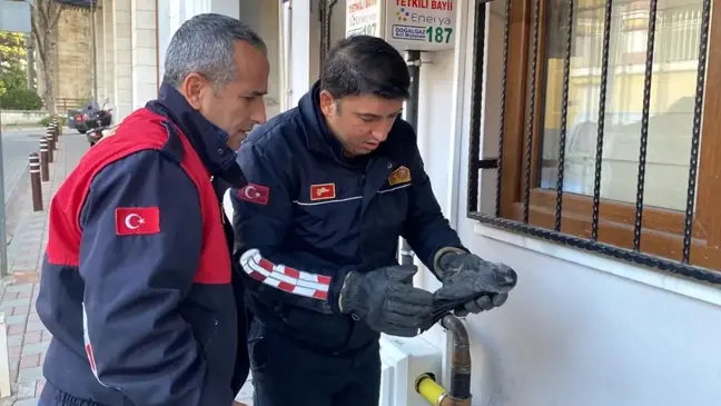 Efeler İlçe Emniyet Müdürlüğü'nde mahsur kalan karga itfaiye ekipleri tarafından kurtarıldı