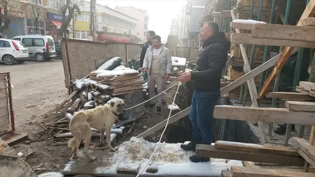 Gümüşhacıköy'de İnşaata Düşen Köpek Kurtarıldı