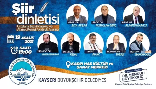 Büyükşehir'den Ustalarla Sezai Karakoç ve Ahmet Remzi Akyürek Anısına Şiir Dinletisi