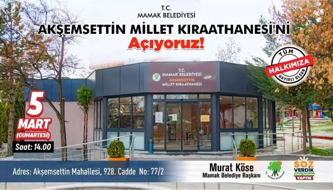 Akşemsettin Millet Kıraathanesi açılıyor
