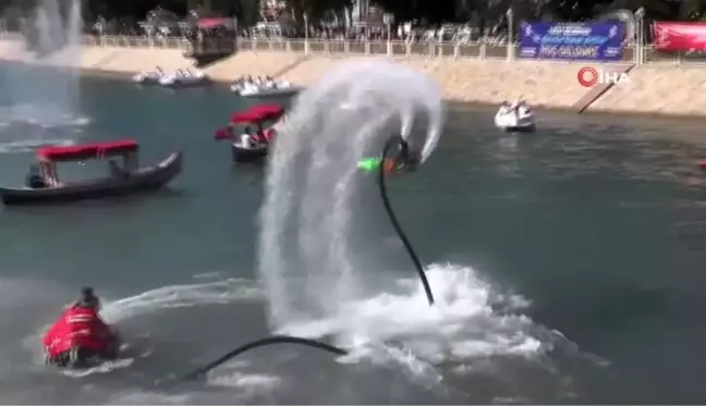 Yeşilırmak'ta flyboard gösterisi yoğun ilgi gördü