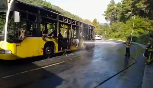 Beykoz'da İETT otobüsü yandı