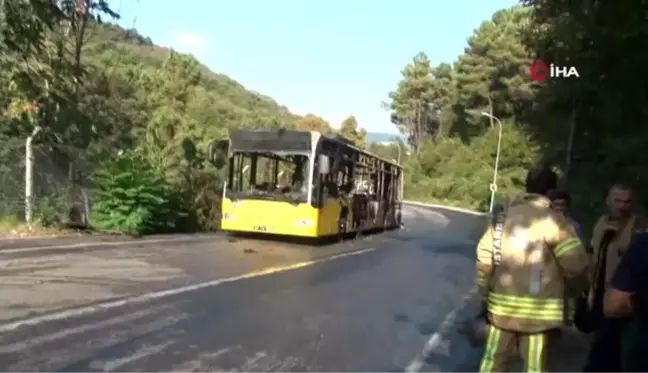 Beykoz'da İETT otobüsünün alev alev yandığı anlar kamerada