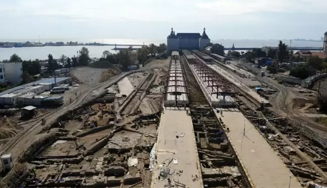 Haydarpaşa kazılarında son durum havadan görüntülendi