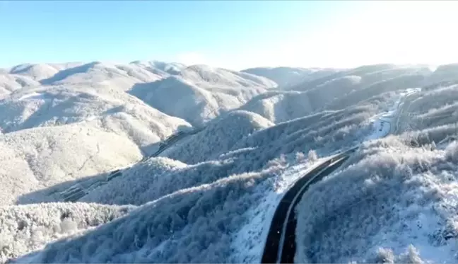 Bolu Dağı'nın kar manzarası havadan görüntülendi