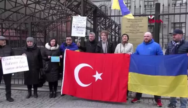 Ukrayna'da idlib şehitleri için destek gösterisi