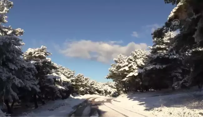 ÇANAKKALE - Yüksek kesimlerde kar yağışı etkili oldu (2)