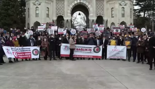 Sağlık ve sosyal hizmet işçileri haklarının verilmesi talebiyle basın açıklaması yaptı