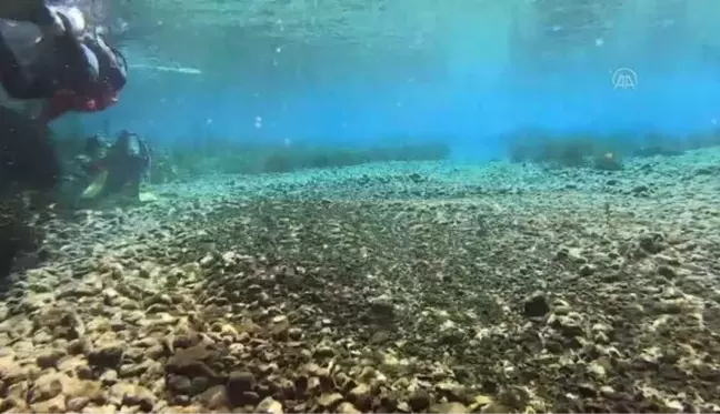 Doğal su kaynaklarından Kırkgöz'de su altı temizliği yapıldı