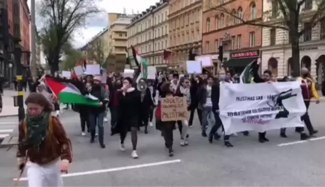 STOCKHOLM - İsveç'te İsrail'in Filistin'e yönelik saldırıları protesto edildi