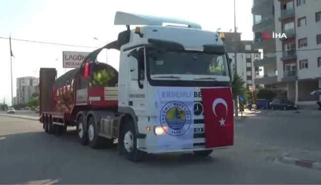 İdlip'teki askerlerimiz için üretilen kamelya ve oturma gurupları Erdemli'den yola çıktı