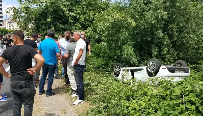 Yürekleri ağza getirdiler! Sürücü adayının kullandığı araç ters döndü