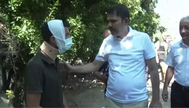 Bakan Kurum, Kabaağaç Köyünde yangından etkilenen aileye ziyarette bulundu