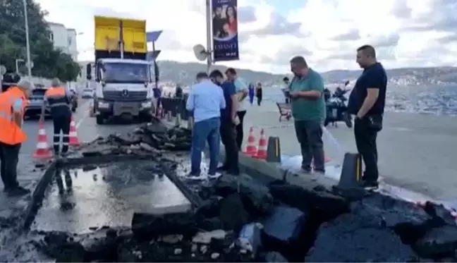 Sarıyer'deki sahil yolunda çökme meydana geldi