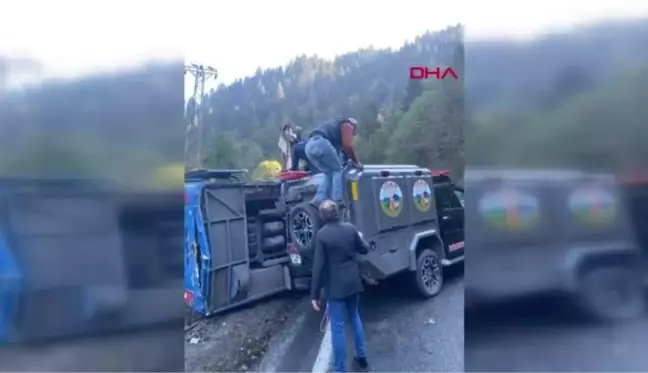 RİZE'DE CEZAEVİ ARACI DEVRİLDİ: 11 YARALI