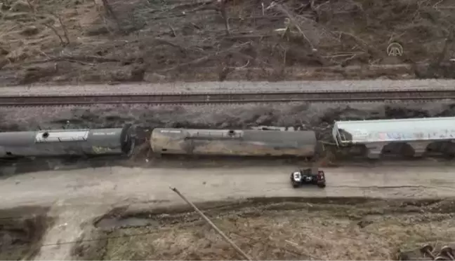 (DRONE) Hortum felaketinde yük treni raydan çıktı, çok sayıda ev zarar gördü