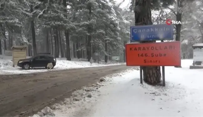 Kazdağları'nda beklenen kar yağışı başladı