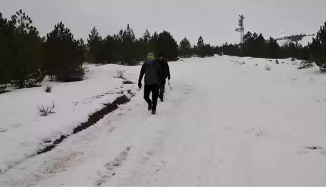 Dağcılar buz tutan şelaleye tırmandı