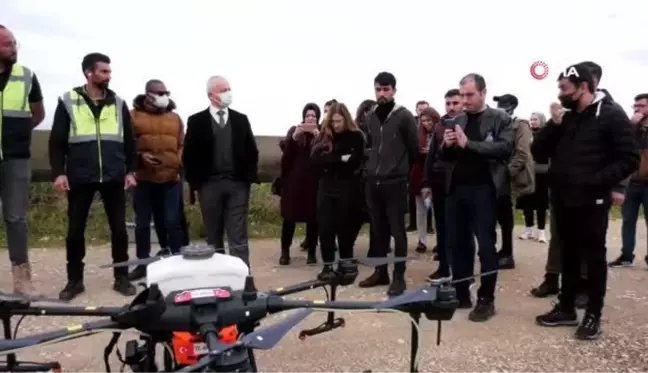 Tohumlar dronela gübrelendi... Aksu Çiftliği'nde drone ile katı gübre uygulaması