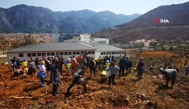 Denizli'den gelen minikler Marmaris'te 500 fidanı toprakla buluşturdu