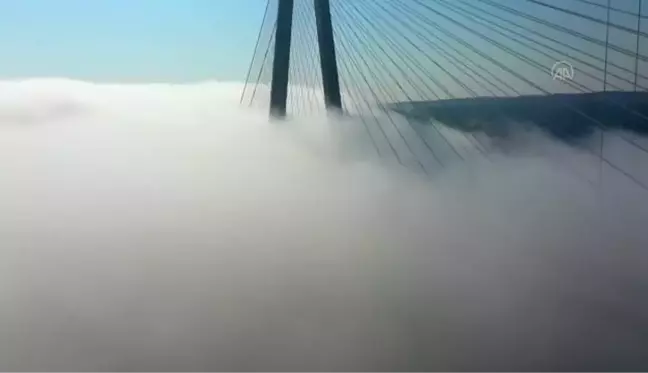 Heavy fog covers Yavuz Sultan Selim Bridge in Istanbul