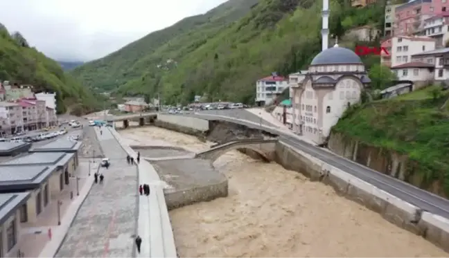 DERELİ'DE TAŞKIN; YOL ÇÖKTÜ, KEMER KÖPRÜ HASAR GÖRDÜ