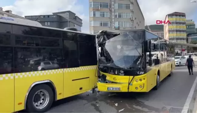 İSTANBUL-ATAŞEHİR'DE İKİ İETT OTOBÜSÜ ÇARPIŞTI