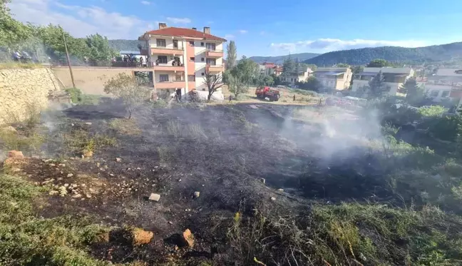 Kuru otların tutuşması ile çıkan yangın korkuttu