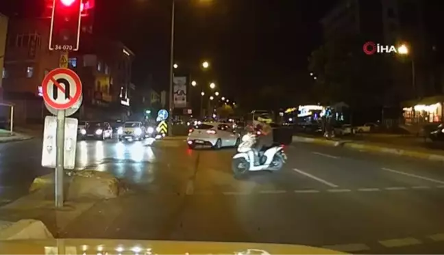 Ataşehir'de kural tanımayan motokuryenin tehlikeli yolculuğu kamerada