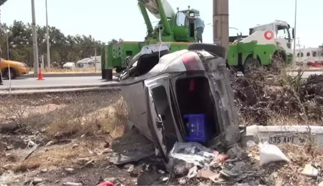 Son dakika haber! Takla atan otomobil, beton elektrik direğine çarptı: 6 yaralı