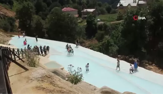 Giresun haberleri... Göksu travertenleri Giresun'un Pamukkale'si oldu