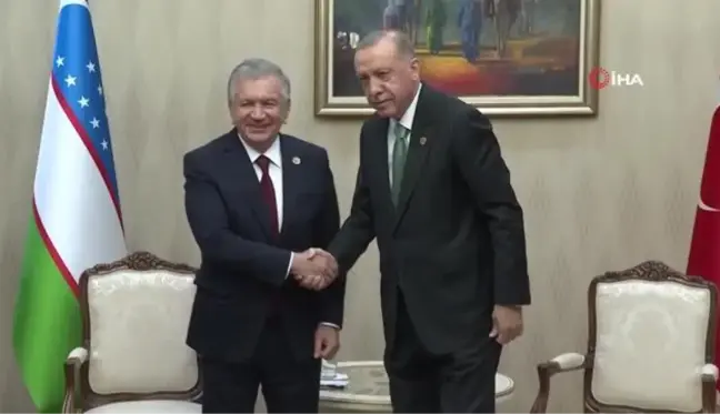 Cumhurbaşkanı Erdoğan, Özbekistanlı mevkidaşı Mirziyoyev ile görüştü