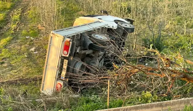 Bursa'da kontrolden çıkan kamyonet şarampole uçtu: 2 yaralı